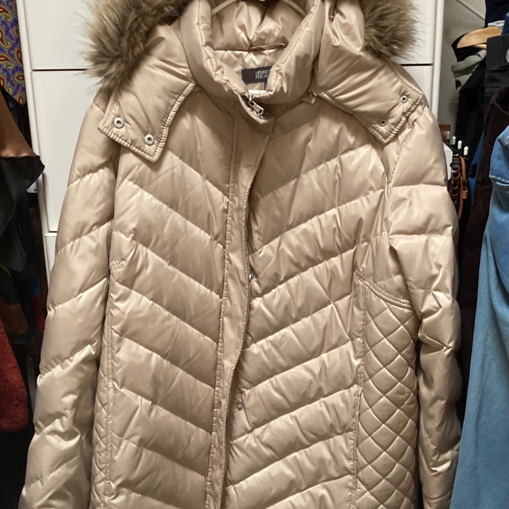 Kennith Cole Reaction Puffer Coat - Pale Gold (Champaign) - Knee Length - 2x